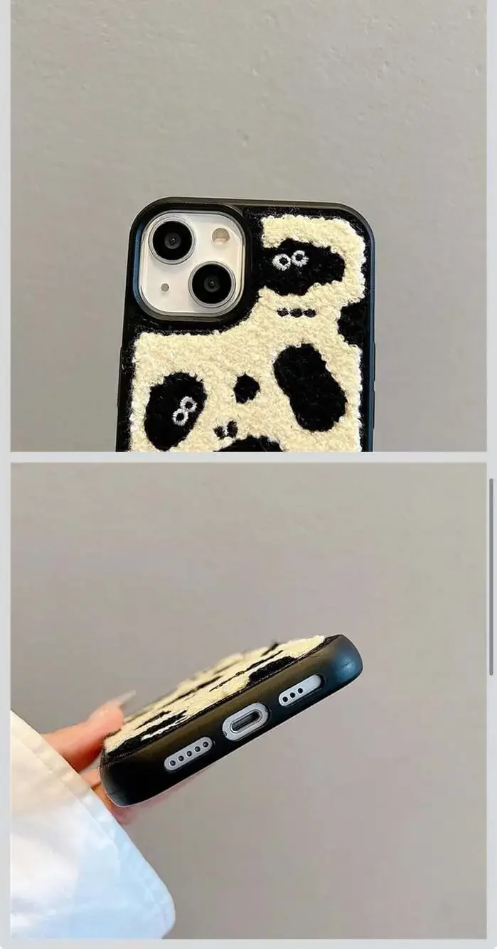 Cartoon Briquettes Fluffy Phone Case Compatible with iPhone 15,Cute Funny Design